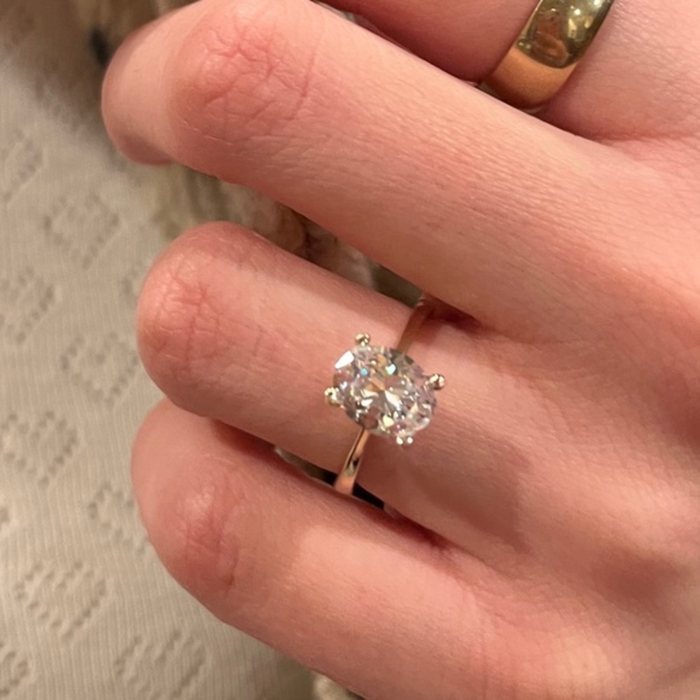 New 14K Solid Gold 9x7mm 1.86ct Solitaire Oval Engagement Ring